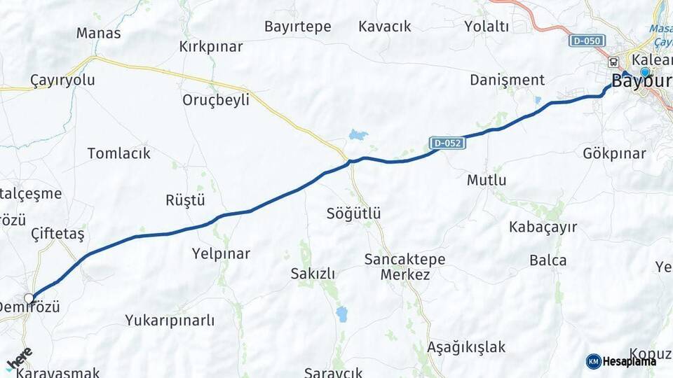 Bayburt Demirözü Arası Kaç Km - Yol Haritası