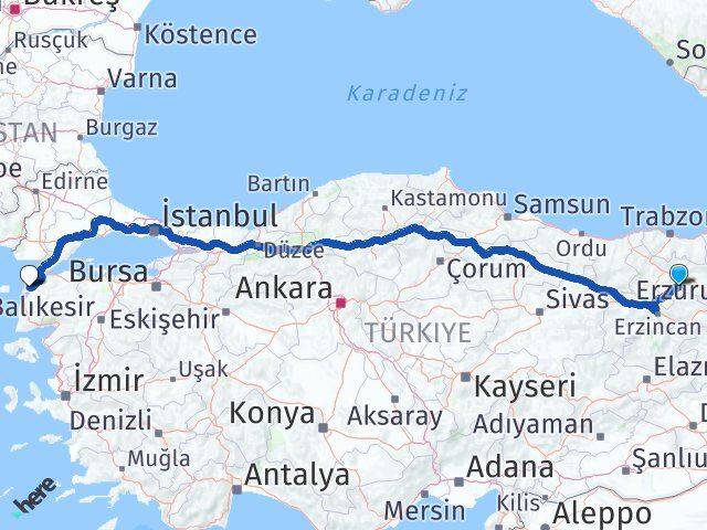Bayburt Demirözü Çanakkale Arası Kaç Km - Yol Haritası
