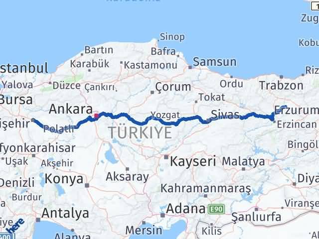 Bayburt Demirözü Eskişehir Arası Kaç Km - Yol Haritası