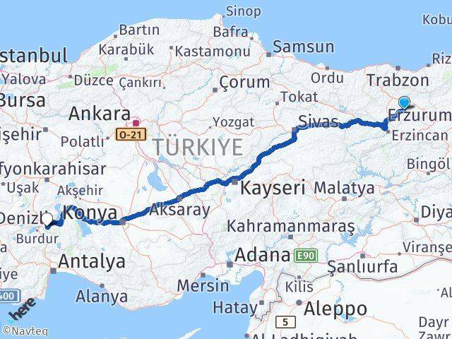Bayburt Demirözü Isparta Arası Kaç Km - Yol Haritası