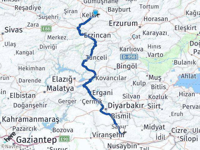 Bayburt Demirözü Mardin Arası Kaç Km - Yol Haritası