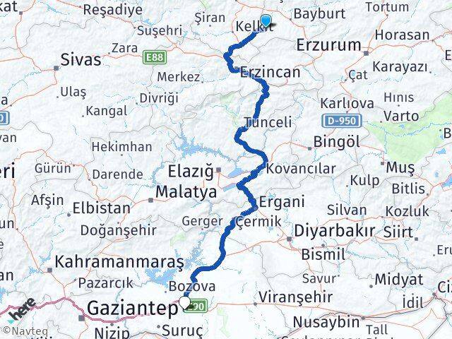 Bayburt Demirözü Şanlıurfa Arası Kaç Km - Yol Haritası