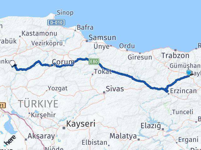 Bayburt Eldivan Arası Kaç Km - Yol Tarifi