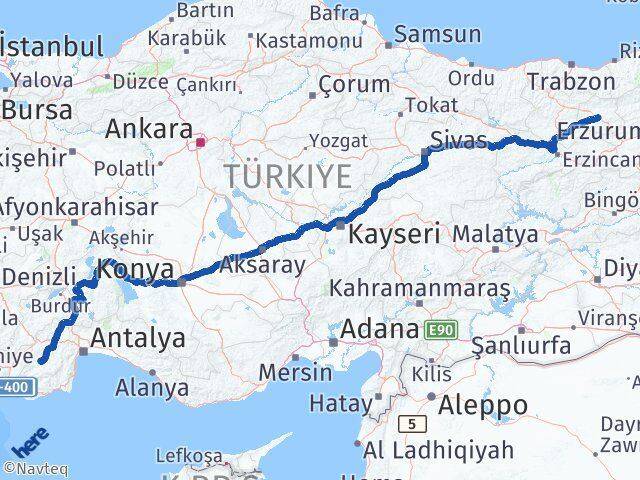 Bayburt Elmalı Antalya Arası Kaç Km - Yol Haritası