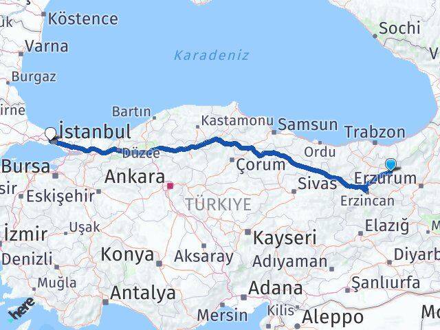 Bayburt Esenler İstanbul Arası Kaç Km - Yol Haritası