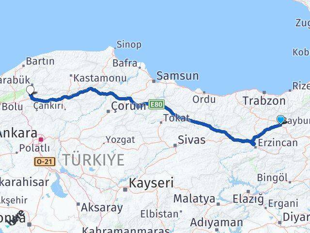 Bayburt Eskipazar Arası Kaç Km - Yol Tarifi