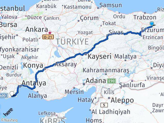 Bayburt Finike Antalya Arası Kaç Km - Yol Haritası
