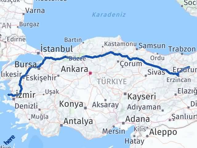 Bayburt Foça İzmir Arası Kaç Km - Yol Haritası