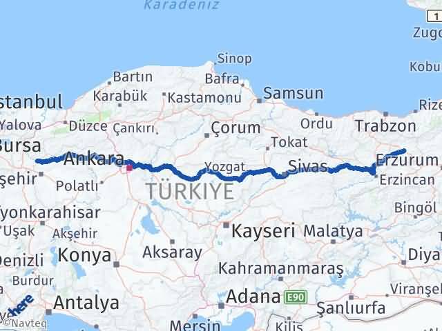 Bayburt İnhisar Bilecik Arası Kaç Km - Yol Haritası