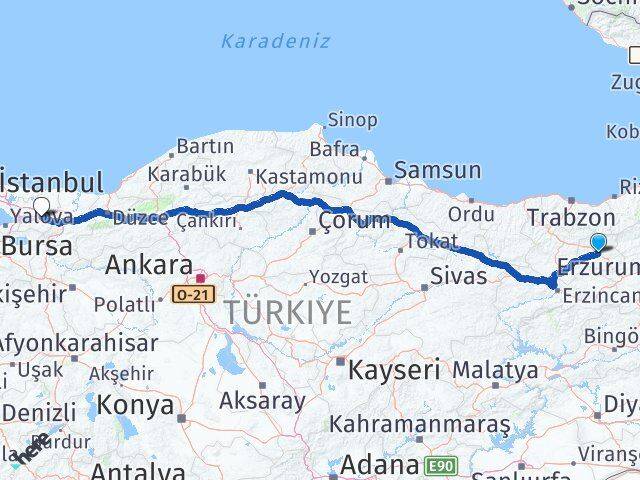 Bayburt İzmit Kocaeli Arası Kaç Km - Yol Haritası