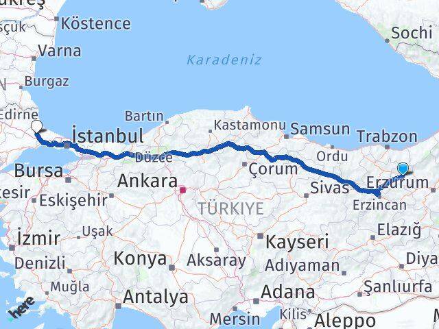 Bayburt Kapaklı Tekirdağ Arası Kaç Km - Yol Haritası