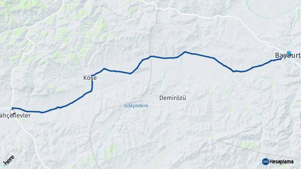 Bayburt Kelkit Gümüşhane Arası Kaç Km - Yol Haritası