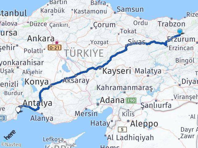 Bayburt Kemer Antalya Arası Kaç Km - Yol Haritası