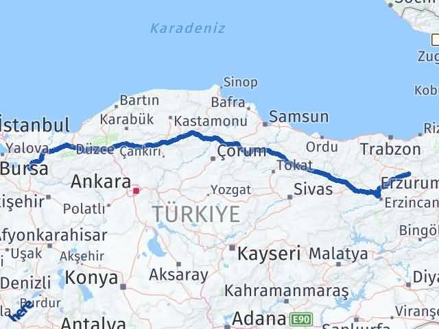 Bayburt Osmaneli Bilecik Arası Kaç Km - Yol Haritası