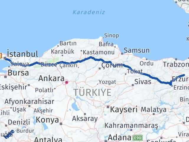 Bayburt Şişli İstanbul Arası Kaç Km - Yol Haritası