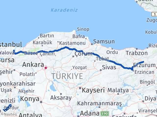 Bayburt Söğütlü Sakarya Arası Kaç Km - Yol Haritası
