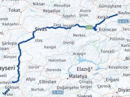 Bayburt Tufanbeyli Adana Arası Kaç Km - Yol Haritası