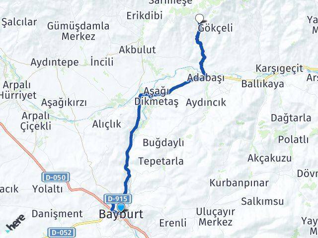 Bayburt Uğurgeldi Arası Kaç Km - Yol Haritası