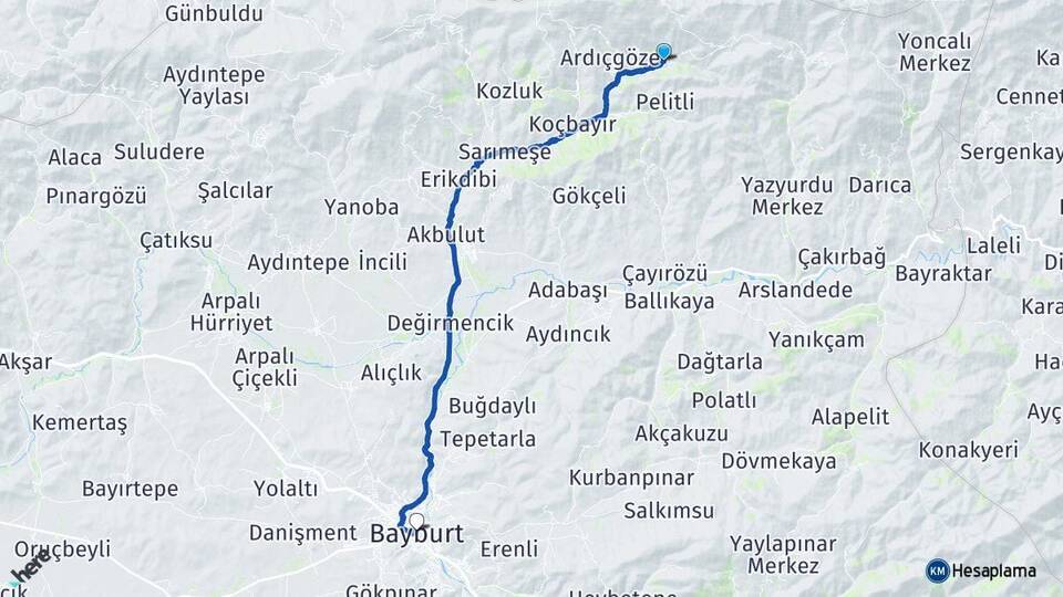 Üzengili Bayburt Arası Kaç Km - Yol Tarifi
