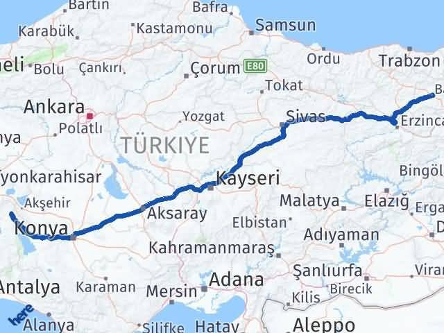 Bayburt Yalvaç Isparta Arası Kaç Km - Yol Haritası