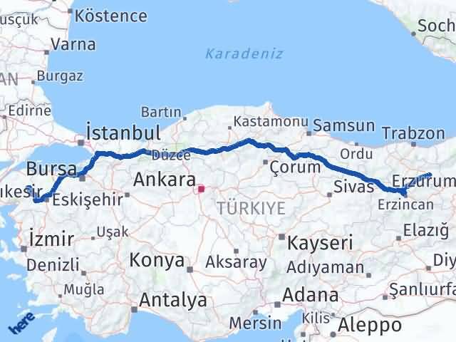 Bayburt Yenice Çanakkale Arası Kaç Km - Yol Haritası