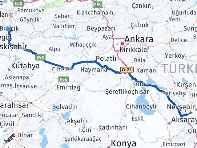 Bilecik Acıgöl Nevşehir Arası Kaç Km - Yol Haritası