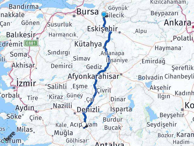 Bilecik Acıpayam Arası Kaç Km - Yol Tarifi