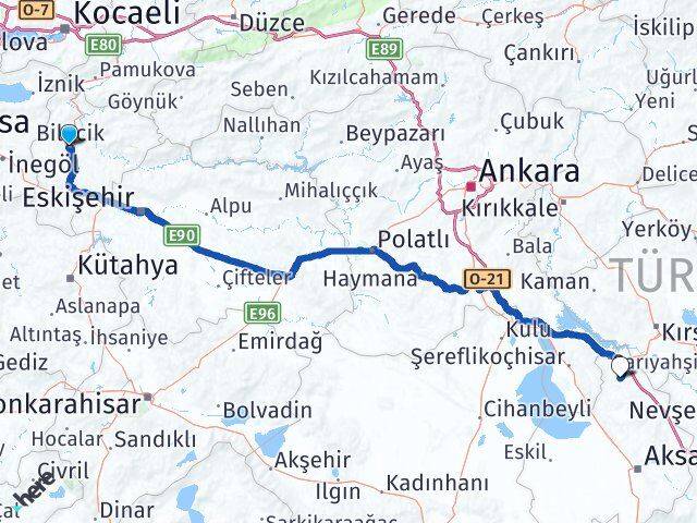 Bilecik Ağaçören Aksaray Arası Kaç Km - Yol Haritası