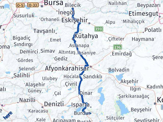 Bilecik Ağlasun Burdur Arası Kaç Km - Yol Haritası