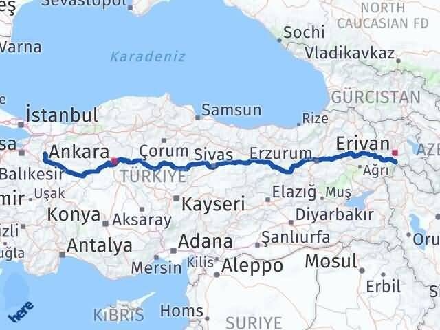 Bilecik Aralık Iğdır Arası Kaç Km - Yol Haritası