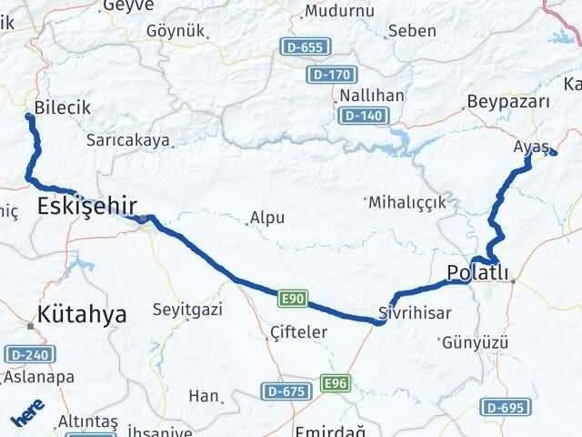 Bilecik Ayaş Ankara Arası Kaç Km - Yol Haritası