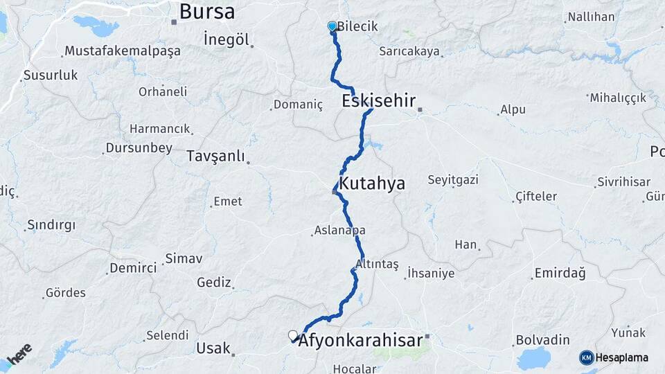 Bilecik Banaz Uşak Arası Kaç Km - Yol Haritası