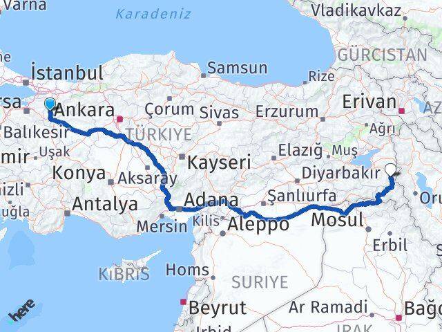 Bilecik Başkale Van Arası Kaç Km - Yol Haritası