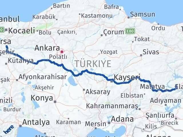 Bilecik Baskil Elazığ Arası Kaç Km - Yol Haritası