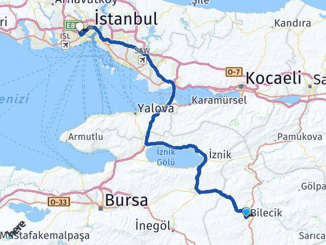 Bilecik Bayrampaşa İstanbul Arası Kaç Km - Yol Haritası
