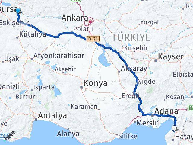 Bilecik Belen Hatay Arası Kaç Km - Yol Haritası