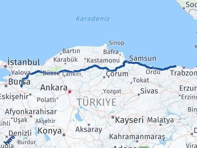 Bilecik Beşikdüzü Trabzon Arası Kaç Km - Yol Haritası