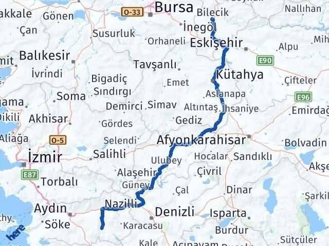 Bilecik Bozdoğan Aydın Arası Kaç Km - Yol Haritası