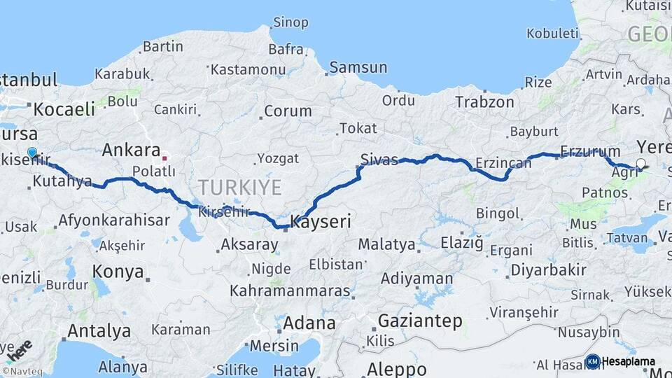 Bilecik Bozüyük Ağrı Arası Kaç Km - Yol Haritası