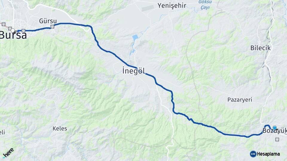 Bilecik Bozüyük Bursa Arası Kaç Km - Yol Haritası