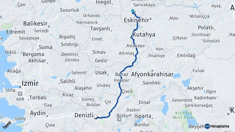 Bilecik Bozüyük Denizli Arası Kaç Km - Yol Haritası