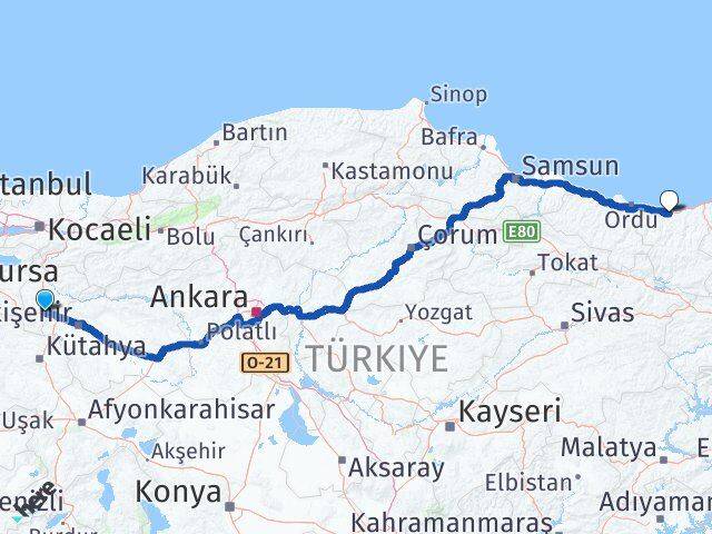 Bilecik Bozüyük Giresun Arası Kaç Km - Yol Haritası
