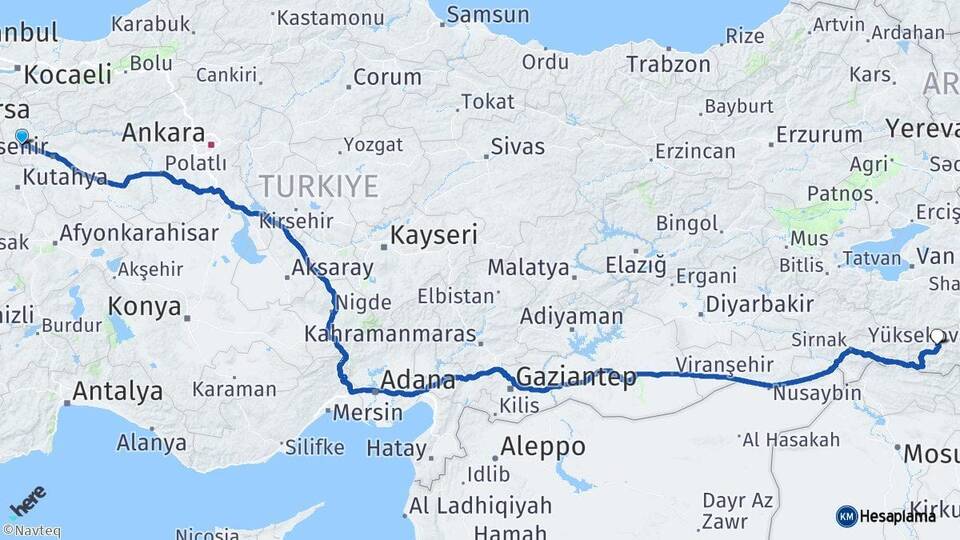 Bilecik Bozüyük Hakkari Arası Kaç Km - Yol Haritası