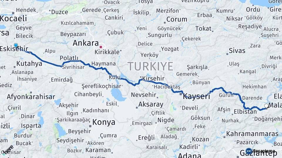 Bilecik Bozüyük Malatya Arası Kaç Km - Yol Haritası