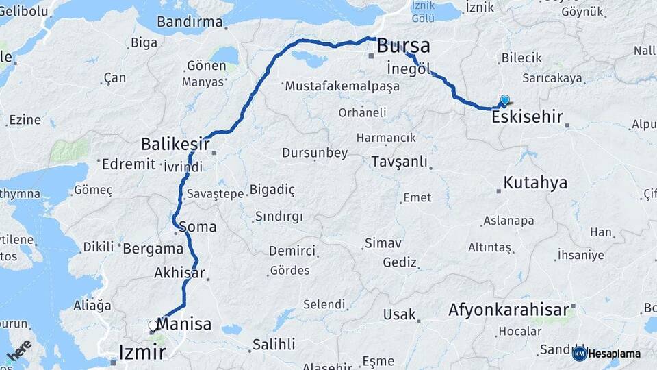 Bilecik Bozüyük Manisa Arası Kaç Km - Yol Haritası
