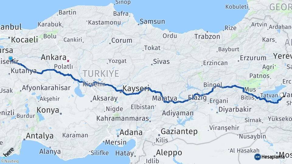 Bilecik Bozüyük Van Arası Kaç Km - Yol Haritası