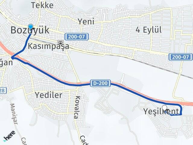 Bilecik Bozüyük Yeşilkent Bozüyük Arası Kaç Km - Yol Haritası