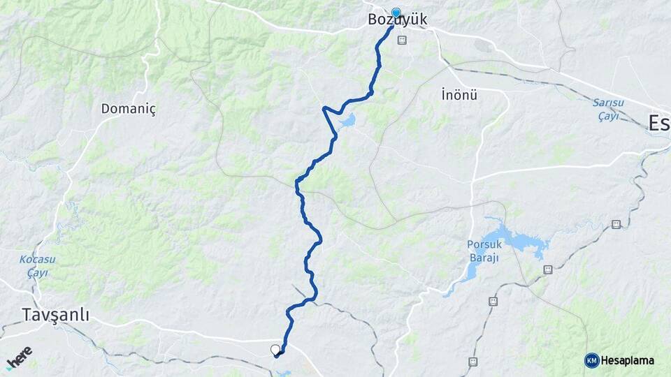 Bilecik Bozüyük Yoncalı Kütahya Arası Kaç Km - Yol Haritası