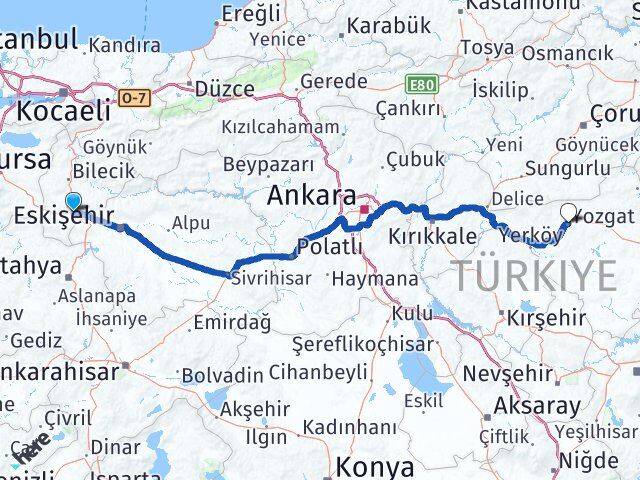 Bilecik Bozüyük Yozgat Arası Kaç Km - Yol Haritası