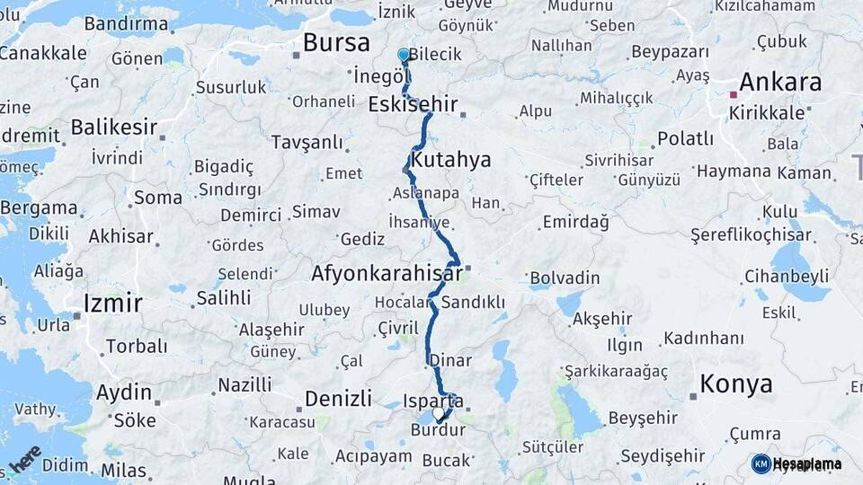 Bilecik Burdur Arası Kaç Km - Yol Haritası